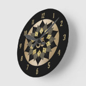 Yoga Om Symbol Black & Gold Lotus Blume Mandala Runde Wanduhr (Winkel)