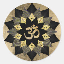 Yoga Om Symbol Black & Gold Lotus Blume