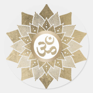 Yoga Om Symbol Gold Lotus Blume Namaste Runder Aufkleber