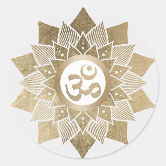 Yoga Om Symbol Gold Lotus Blume Namaste Runder Aufkleber (Vorderseite)