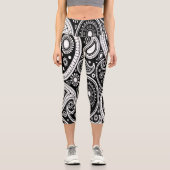 Yoga Pants in Schwarz und Weiß Capri Leggings (Vorderseite)