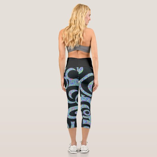 Yoga Pants mit schwarzen Wirbel im TV-Hintergrund Capri Leggings (Rückseite)