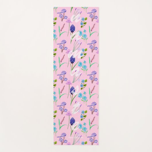 Yoga para mujer con delicadas flores sobre rosa yogamatte (Vorderseite)