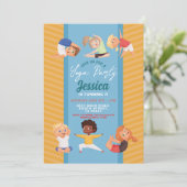 Yoga Party Birthday Stretch Girls Boys Fun Einladung (Stehend Vorderseite)