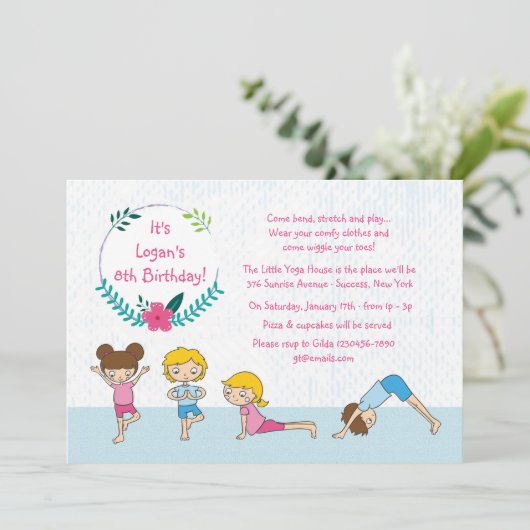 Yoga-Party Einladung (Stehend Vorderseite)
