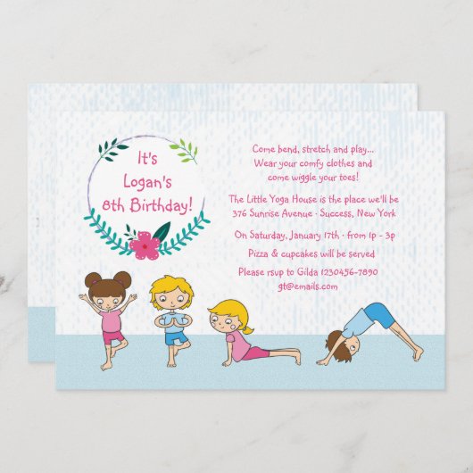 Yoga-Party Einladung (Vorne/Hinten)
