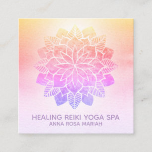 *~* Yoga Pastel Rainbow Spirituosen Reiki Mandala Quadratische Visitenkarte