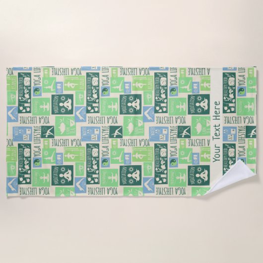 Yoga Pattern individuelles Text Strandtuch (Vorderseite)