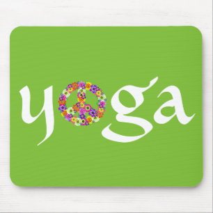 Yoga Peace Sign Floral Mousepad