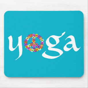 Yoga Peace Sign Floral Mousepad