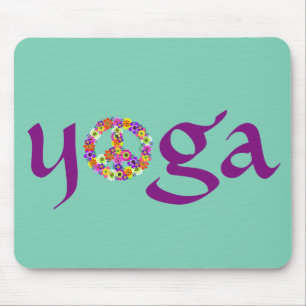 Yoga Peace Sign Floral Mousepad