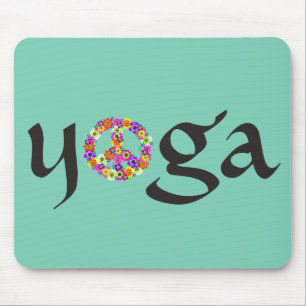 Yoga Peace Sign Floral Mousepad