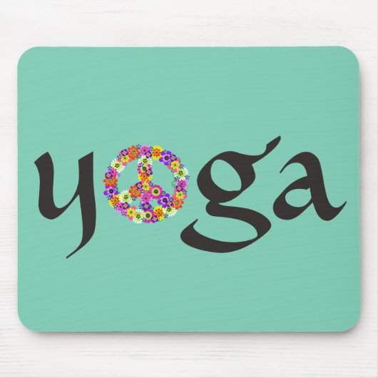 Yoga Peace Sign Floral Mousepad (Vorne)