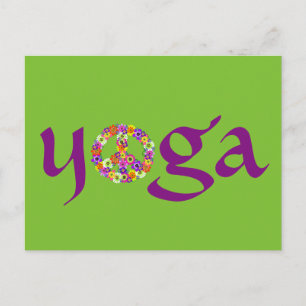Yoga Peace Sign Floral Postkarte