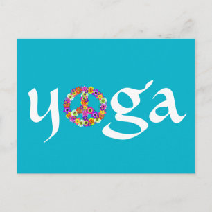 Yoga Peace Sign Floral Postkarte