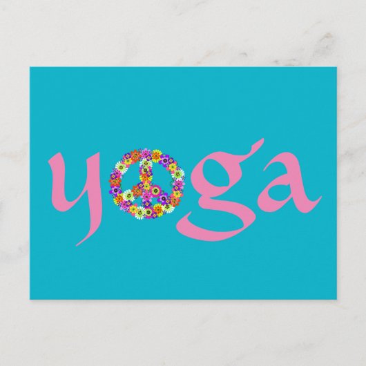 Yoga Peace Sign Floral Postkarte (Vorderseite)