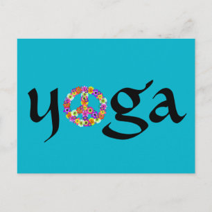 Yoga Peace Sign Floral Postkarte