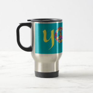 Yoga Peace Sign Floral Reisebecher
