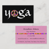 Yoga Peace Sign for Yoga Instructor White on Black Visitenkarte (Vorne/Hinten)