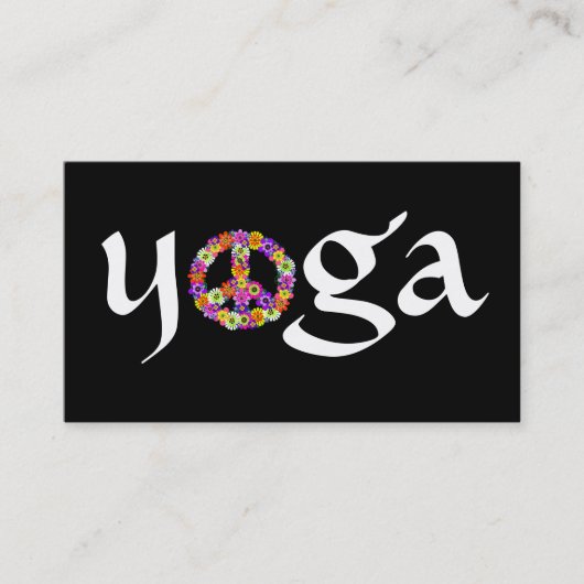 Yoga Peace Sign for Yoga Instructor White on Black Visitenkarte (Vorderseite)