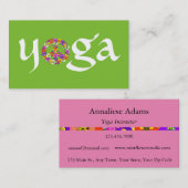 Yoga Peace Sign for Yoga Instructor White on Green Visitenkarte (Vorne/Hinten)