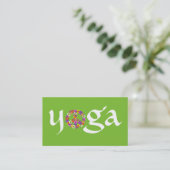 Yoga Peace Sign for Yoga Instructor White on Green Visitenkarte (Stehend Vorderseite)