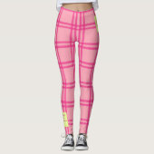 Yoga Pilates Barre Jiu Jitsu Customised Pink Check Leggings (Vorderseite)