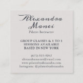 Yoga pilates instruktor elegantes boho script Foto Quadratische Visitenkarte (Rückseite)