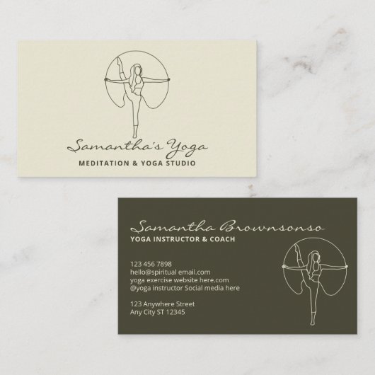 Yoga Pilates Meditation Instructor Visitenkarte (Vorne/Hinten)
