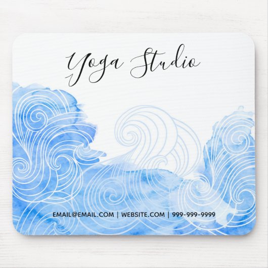 Yoga Pilates Reiki Studio Blue Waves Aqua Mousepad (Vorne)