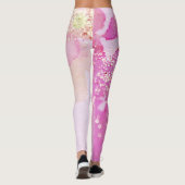 *~* Yoga Pilates Wasserfarbe Glitzer Rosa Leggings (Rückseite)