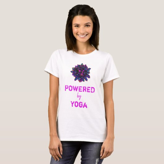 *~* YOGA Pink Lila Kristallkugel Frauen Weiß T-Shirt (Vorne ganz)
