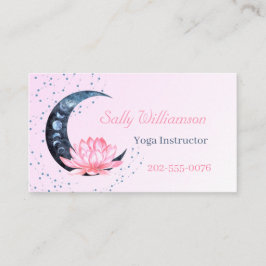 Yoga Pink Lotus Blume Moon Visitenkarte