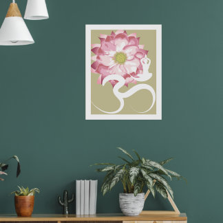 Yoga & Pink Lotus Blume Weißes Om Spirituelles Pos Poster