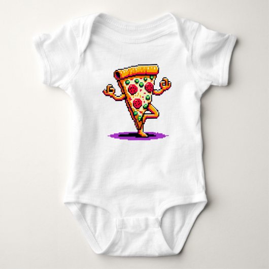 Yoga Pizza - Funny Pixel Art Mind Food Design Baby Strampler (Vorderseite)
