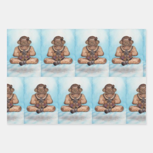 Yoga Pose Astronaut 3 Original Wasserfarben Geschenkpapier Set (Vorderseite 2)