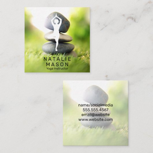 Yoga-Pose | Ausgewogene Steine Quadratische Visitenkarte (Vorne/Hinten)