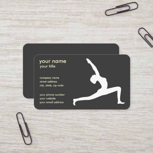 Yoga Pose Black Silhouette Business Cards Visitenkarte (Vorderseite/Rückseite Beispiel)