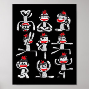 Yoga-Pose Damen Asana Socken-Affe Niedlich Wellnes Poster