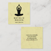 Yoga-Pose | Gelbe Textur Quadratische Visitenkarte (Vorne/Hinten)