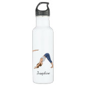 Yoga Pose Girls Illustration mit Individuelle Name Edelstahlflasche (Vorderseite)