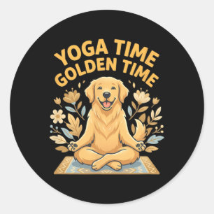Yoga-Pose Golden Retriever Yoga _1 Runder Aufkleber