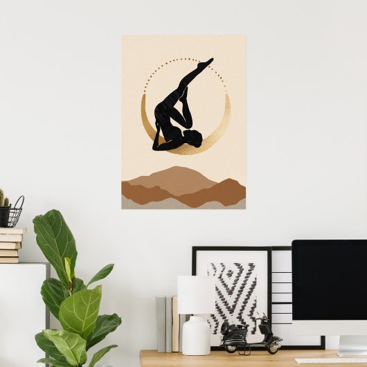 Yoga Pose Goldmond, modern abstrakt Zen Poster (Heimbüro)