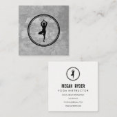 Yoga Pose Gray Texture Quadratische Visitenkarte (Vorne/Hinten)