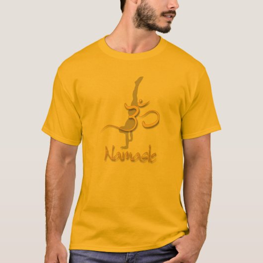 Yoga-Pose-Handstand, om namaste gold t Shirts (Vorderseite)
