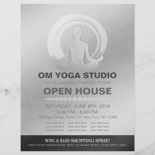 YOGA Pose Instructor Studio Open House ZEN Symbol Flyer (Vorne)