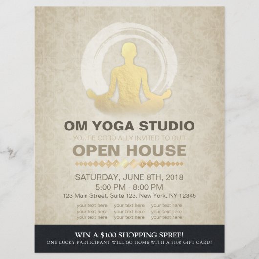 YOGA Pose Instructor Studio Open House ZEN Symbol Flyer (Vorne)