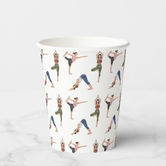 Yoga Pose Lades Colorful Mindfulness Pattern Pappbecher (Rückseite)
