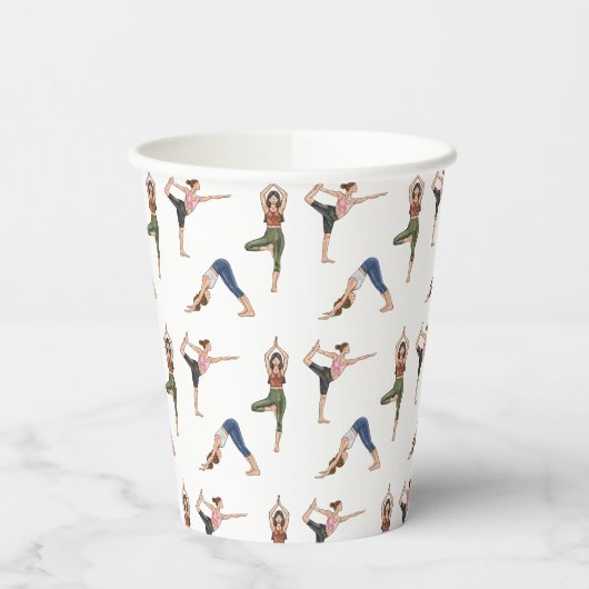 Yoga Pose Lades Colorful Mindfulness Pattern Pappbecher (Links)