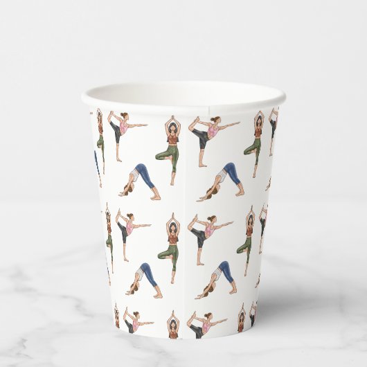 Yoga Pose Lades Colorful Mindfulness Pattern Pappbecher (Rechts)